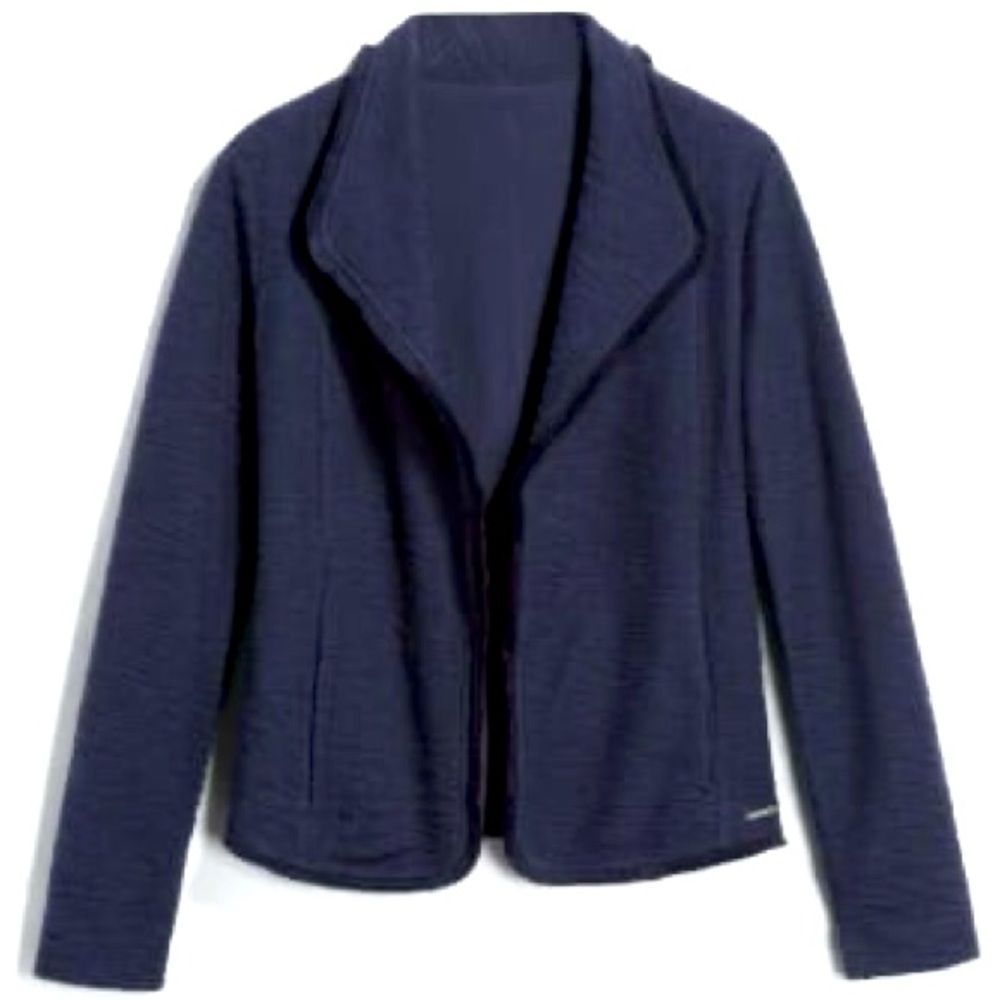 MNY/Andrew Marc Performance Navy Knit Jacket with Fringe Detail. Size XL